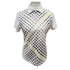 EP Pro White, Black & Lime Dash Print Polo Size M