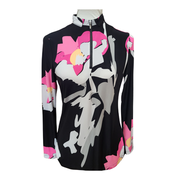 Simplicité by Jamie Sadock Women's Black Patterned Golf Pullover Size S