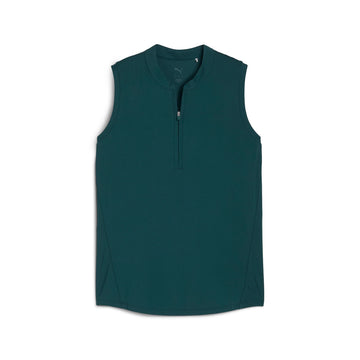 New Puma Women's Aerlon Mock Sleeveless Golf Polo- Green Terrain MSP$60