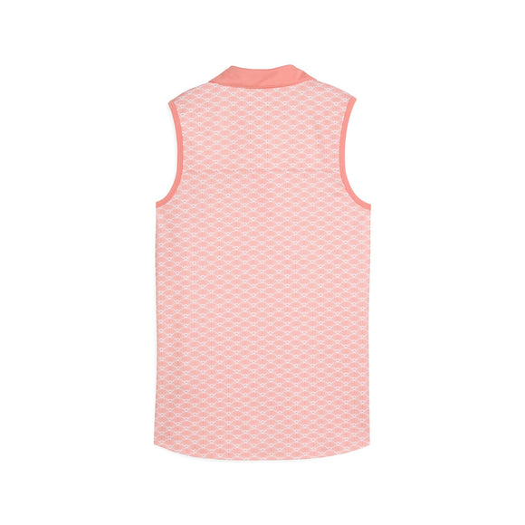 New Puma Women's Cloudspun Scallop Sleeveless Golf Polo- Pink Fruit MSP$65