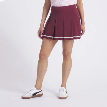 New Puma Women's Stripe Pleated Golf Skort - Ruby Shimmer MSP$75