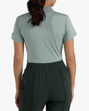 New Women's Bad Birdie Washed Sage Striped Collar Golf Polo-2