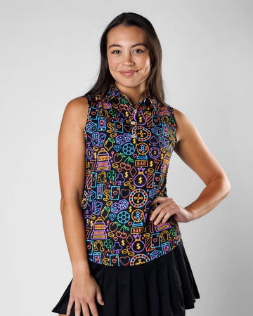 New Sunday Swagger Women's The Gambler Sleeveless Golf Polo