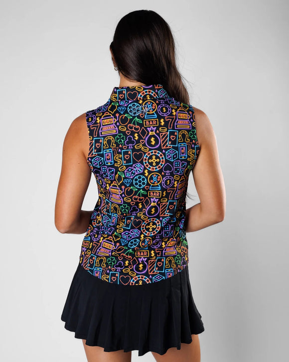 New Sunday Swagger Women's The Gambler Sleeveless Golf Polo