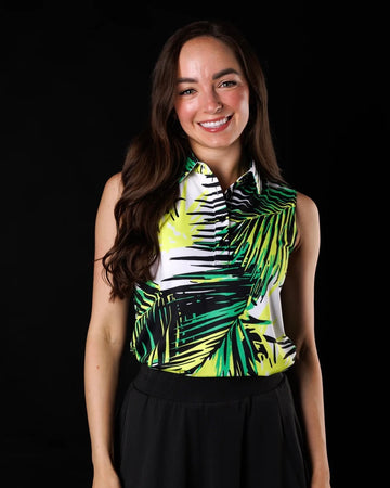 New Sunday Swagger Sleeveless Golf Polo - Palm Rush