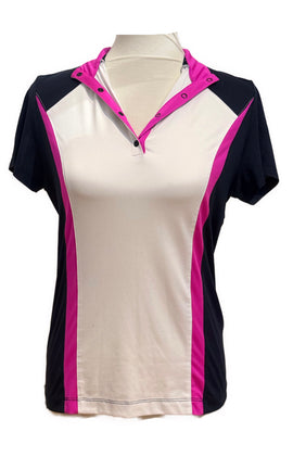 Tail White Label Navy, White & Hot Pink Colorblock Polo Size S