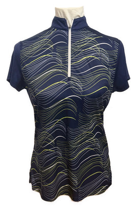 Callaway Opti-Dri Lime & White Wave Navy Polo Size M