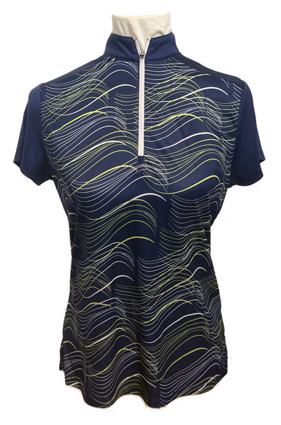 Callaway Opti-Dri Lime & White Wave Navy Polo Size M