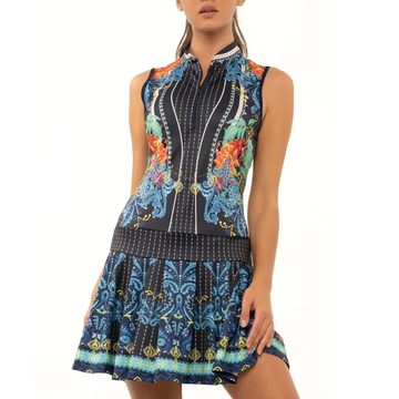 Lucky in Love Navy & Multicolored Symmetrical Print Dress Size XS