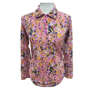 Ibkul Women's Navy, Pink & Orange Paisley Print Adjustable Length Pullover Size S