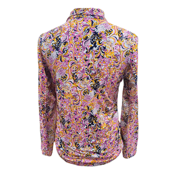 Ibkul Women's Navy, Pink & Orange Paisley Print Adjustable Length Pullover Size S - 0