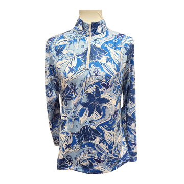 Gottex Women's Blue Floral Print Golf Pullover Size S