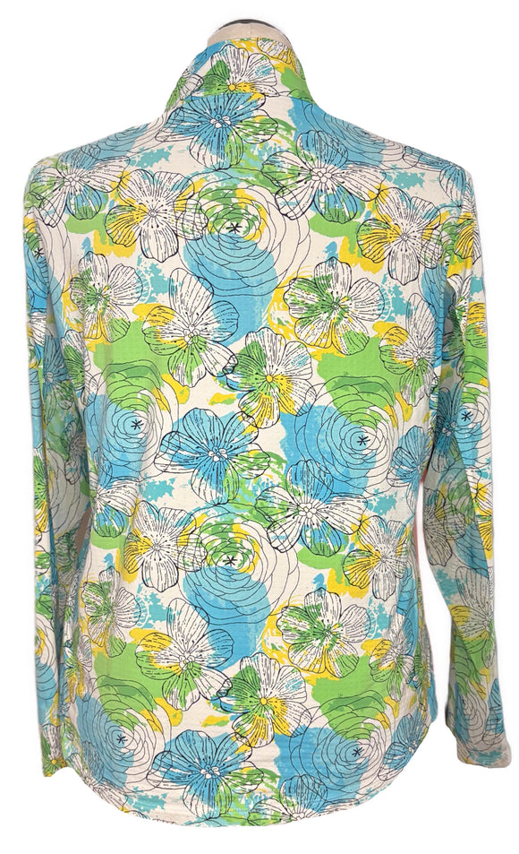 Ibkul Paddy Print Long Sleeve Sun Shirt Size XL