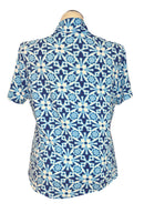 Ibkul Blue, Navy & White Short Sleeve Mock Top Size XL-2