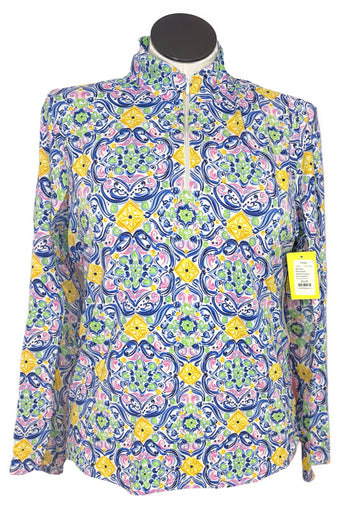 Ibkul Blue Multicolored Women's Pullover Size XL MSP$91