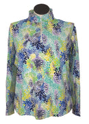 Ibkul Women's Naomi Long Sleeve Print Zip Golf Sunshirt Size XXL-1