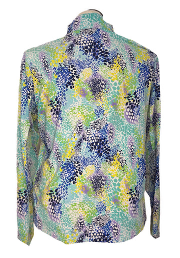 Ibkul Women's Naomi Long Sleeve Print Zip Golf Sunshirt Size XXL - 0