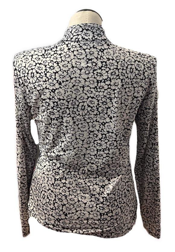 San Soleil Women's White & Black Floral Long Sleeve Sun Shirt Size L MSP$100