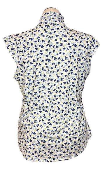 San Soleil Women's Navy & Green Clover Print Cap Sleeve Top Size XL - 0