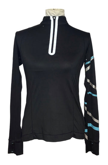 EP NY Black Pullover w/ Metallic Silver & Aqua Accents Size S