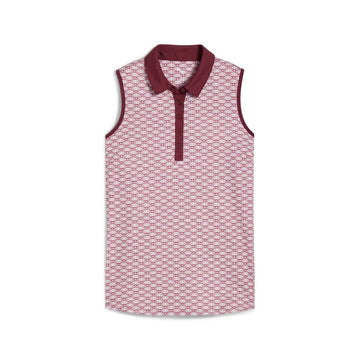 New Puma Women's Clouspun Scallop Sleeveless Golf Polo - Ruby Shimmer MSP$65 - 0