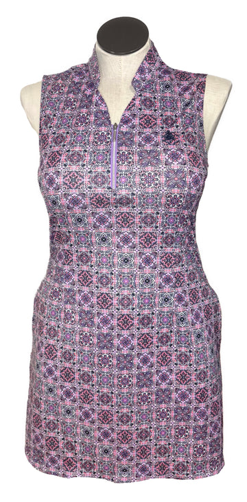 Greg Norman Play Dry Purple Mosaic Print Dress Size L