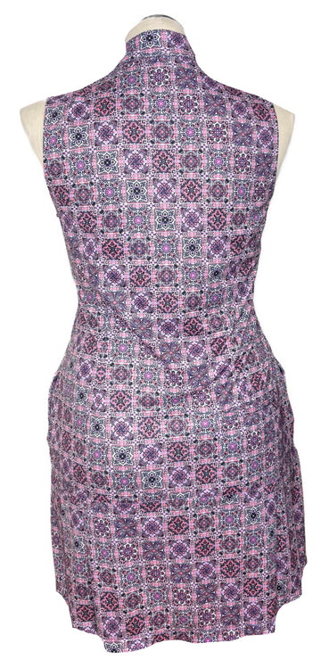 Greg Norman Play Dry Purple Mosaic Print Dress Size L - 0