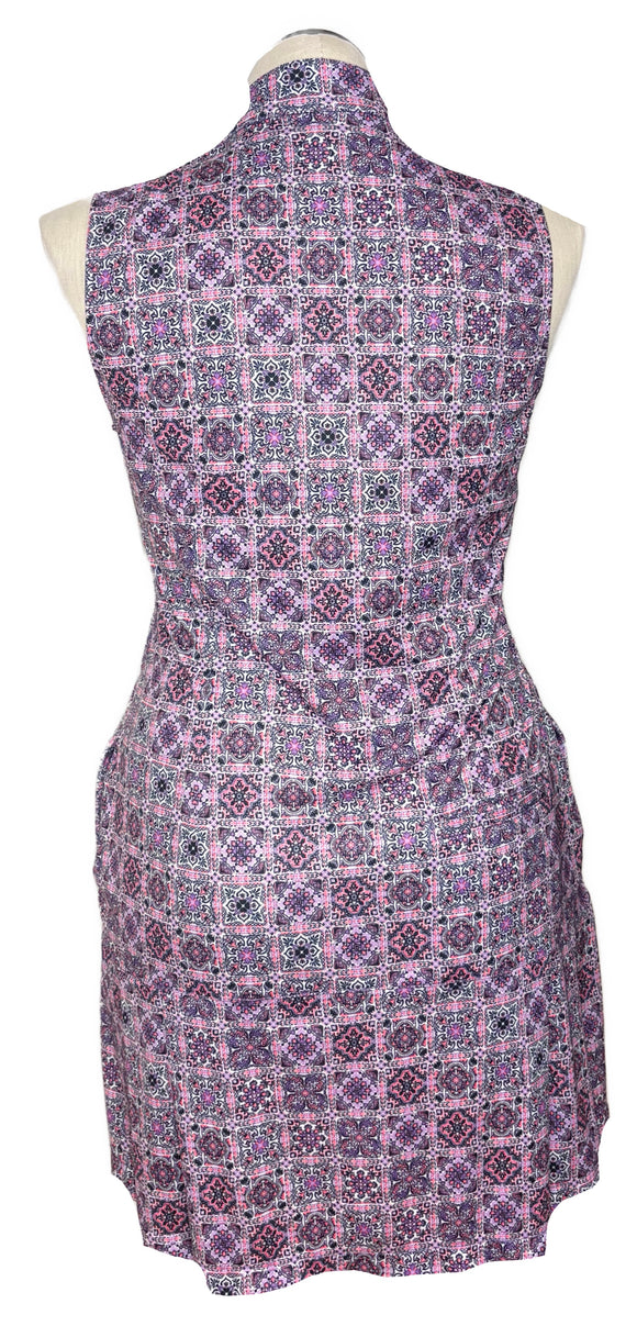 Greg Norman Play Dry Purple Mosaic Print Dress Size L