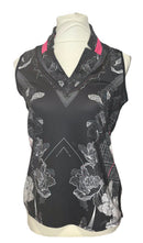 Lucky in Love Women's Black Sleeveless Top w/White Floral Print Size M-1
