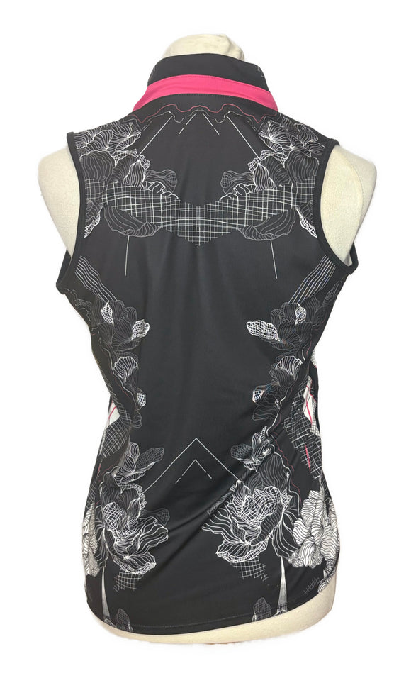 Lucky in Love Women's Black Sleeveless Top w/White Floral Print Size M
