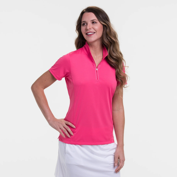 New EP NY Convertible Zip Mock Polo - Fruit Punch Size L