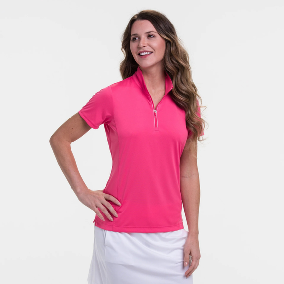 New EP NY Convertible Zip Mock Polo - Fruit Punch Size L