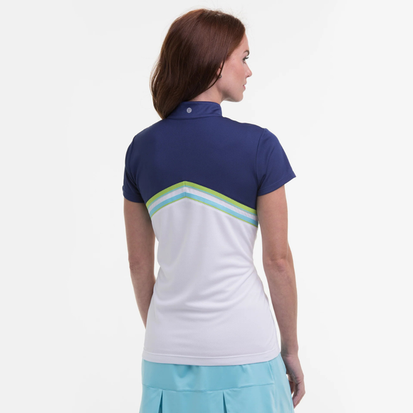 New EP NY Zip Mock Polo w/ Contrast - Inky Multi Size L