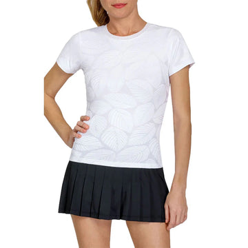 New Tail Activewear Oriana Short Sleeve Tennis Top - Fading Leaves Size M MSP$70