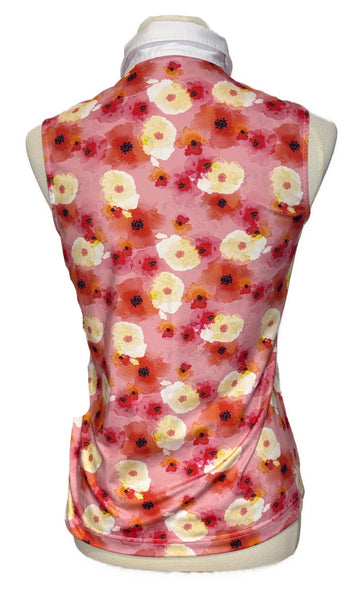 Daily Sport Women's Pink & Yellow Floral Patterned Sleeveless Golf Top Size S - 0