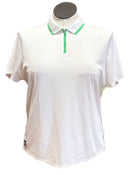 Adidas Women's White Short Sleeve Golf Top w/Green Accents Size XL-1