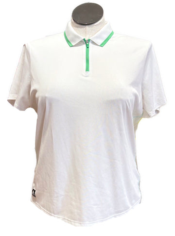 Adidas Women's White Short Sleeve Golf Top w/Green Accents Size XL