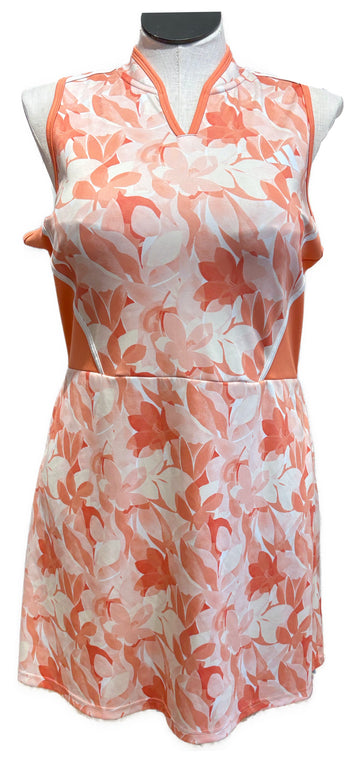 Adidas Women's Coral & White Floral Print Sleeveless Golf Dress Size XL