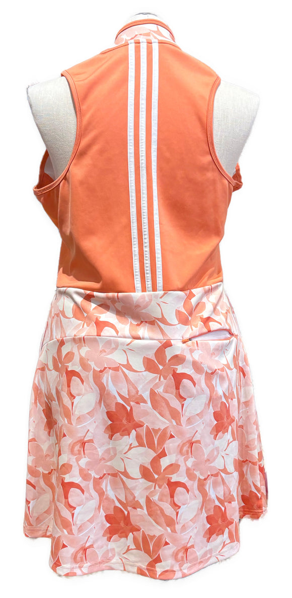 Adidas Women's Coral & White Floral Print Sleeveless Golf Dress Size XL