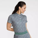 New Bad Birdie Women's Core Golf Polo - Ditsy Down -Dark Forest-1