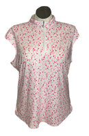 San Soleil Women's Pink & White Golf Patterned Women's Cap Sleeve Top Size XXL-1
