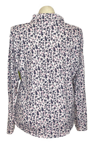 San Soleil Women's Pink & Navy Cocktail Print Golf Pullover Size XXL - 0
