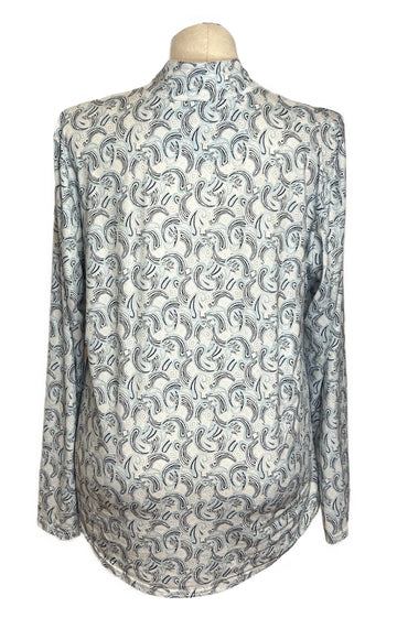 San Soleil Women's Light Blue & Black Paisley Print Golf Pullover Size XXL - 0