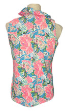 Lulu B Women's Teal & Pink Floral Print Sleeveless Golf Top Size S-2