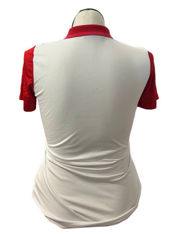 J.Lindeberg Women's Color Block White & Red Golf Polo Size M MSP$105 - 0