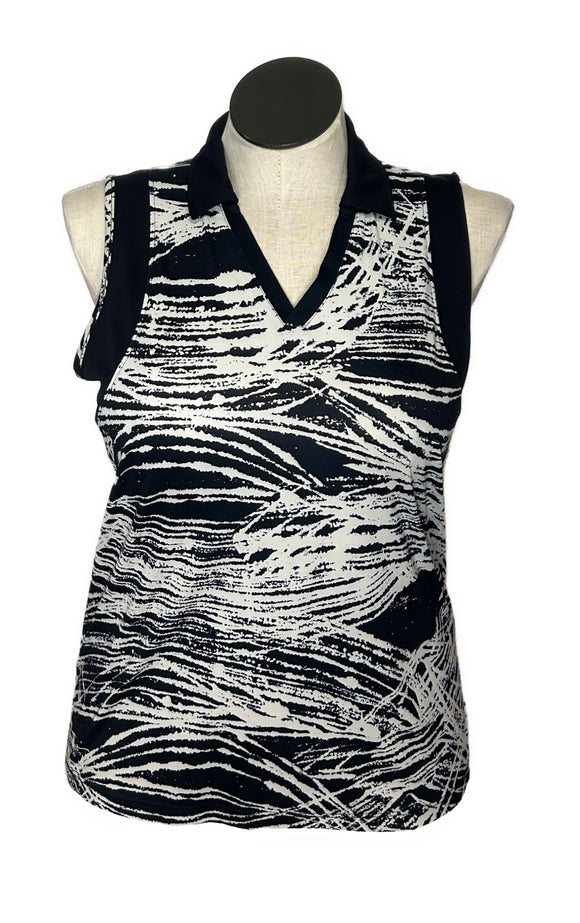 Slazenger Women's Black & White Print Sleeveless Golf Top Size L