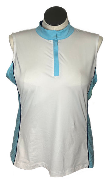 EP NY Women's White & Teal Sleeveless Golf Top Size XL