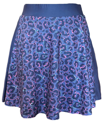 Sunday Swagger Slate Blue Cheetah Print Women's Golf Skort - Wildcat