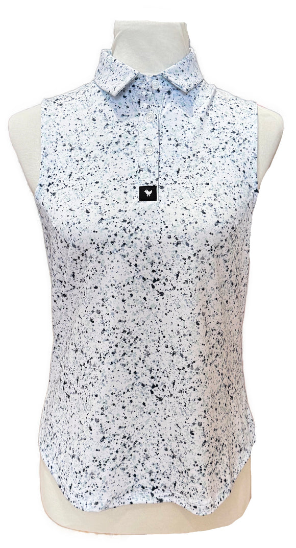 New Bad Birdie Women's Sleeveless Paint Splatter 3 Golf Top - Navy