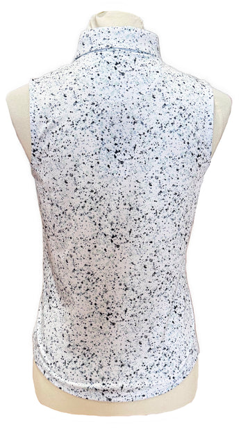 New Bad Birdie Women's Sleeveless Paint Splatter 3 Golf Top - Navy - 0